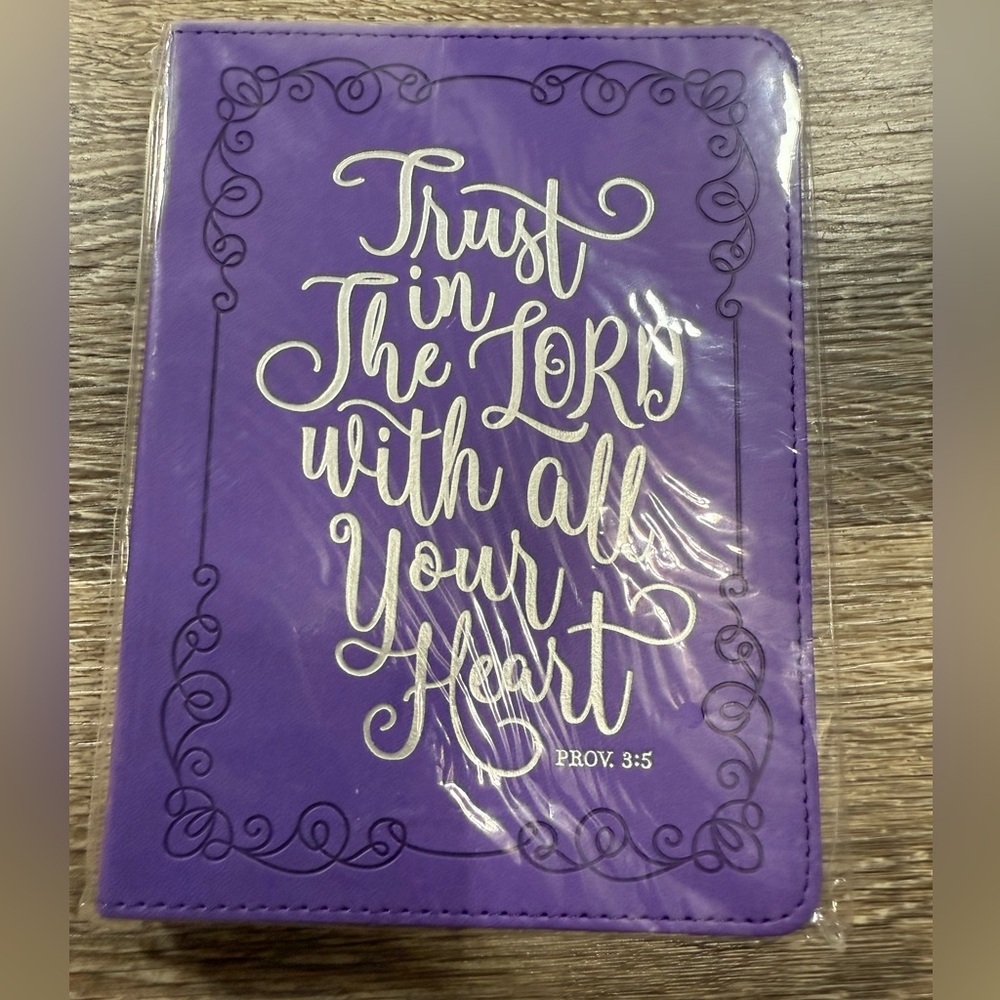 Purple Faux Leather Journal Proverbs 3:5 Scripture Notebook 240 Lined Pages 5x7